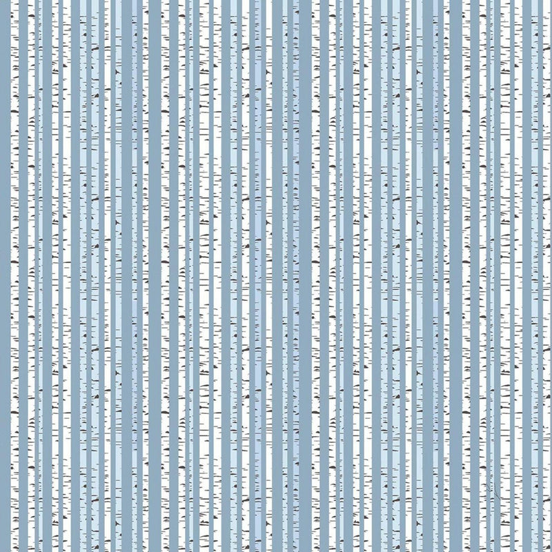 Patric Lose Let's Go Camping Birch Stripe Quilt Fabric Style 63934 Blue