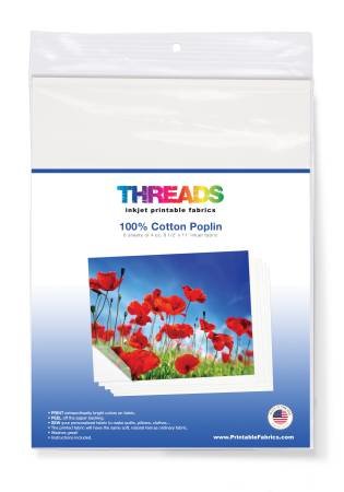 Threads Printables Cotton Poplin Inkjet Fabric 8.5 x 11-inch Package of 6 Sheets