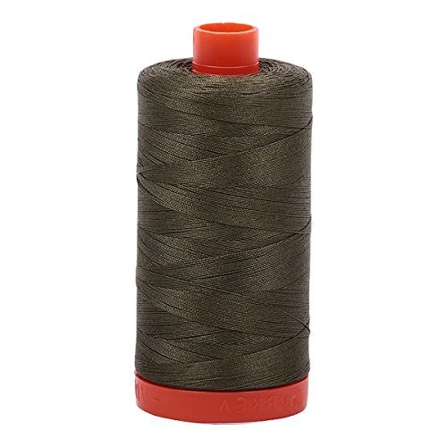 Aurifil Mako Cotton Thread 50 Weight 1422 Yard Spool Color 2905 Army Green
