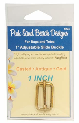 Pink Sand Beach 1" Antique Gold Adjustable Slide Buckle Purse Strap Slider