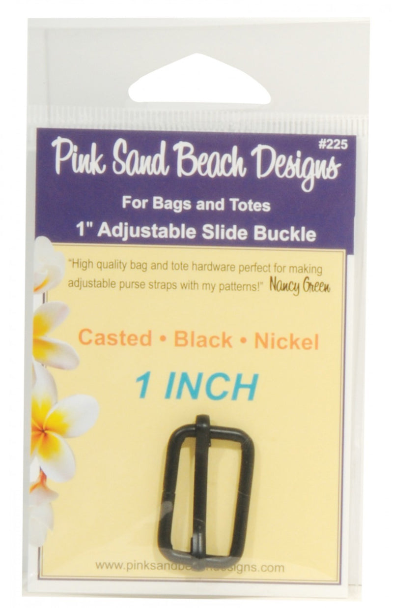 Pink Sand Beach 1" Black Nickel Adjustable Slide Buckle Purse Strap Slider