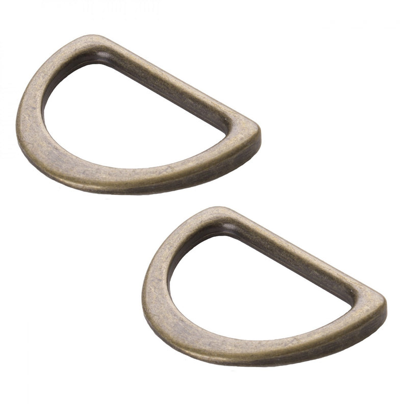By Annie 1" Flat D Ring Set of 2 Antique Brass