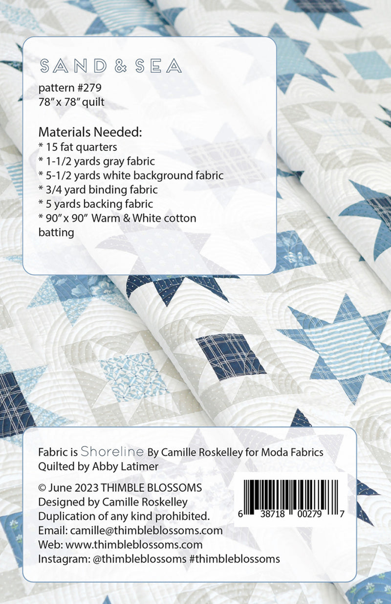 Sand & Sea Fat Quarter Friendly Star Quilt Pattern by Thimble Blossoms