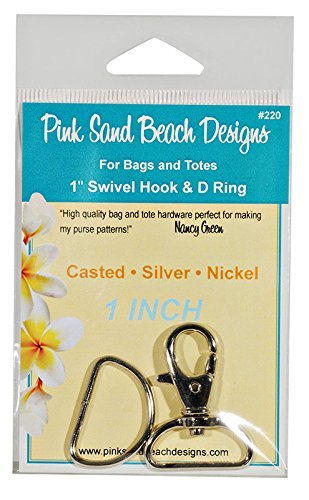 Pink Sand Beach Swivel Hook & D Ring Silver Nickel 1"