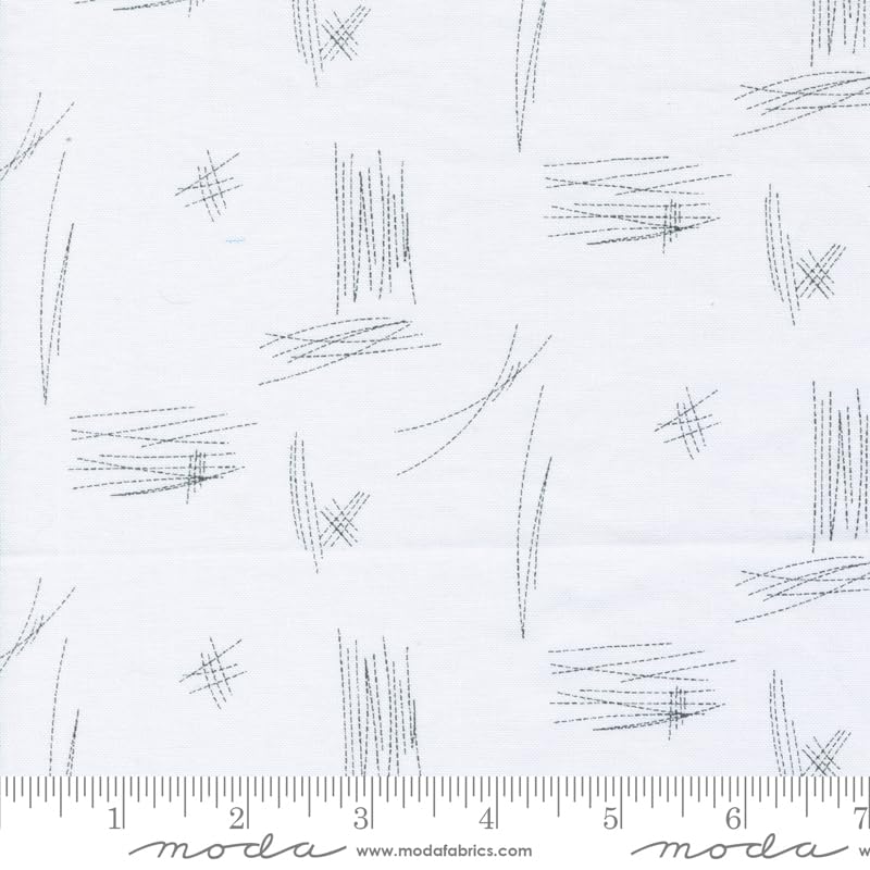 Moda Zen Chic Bluish Quilt Fabric Stitches Style 1822/12 Chalk