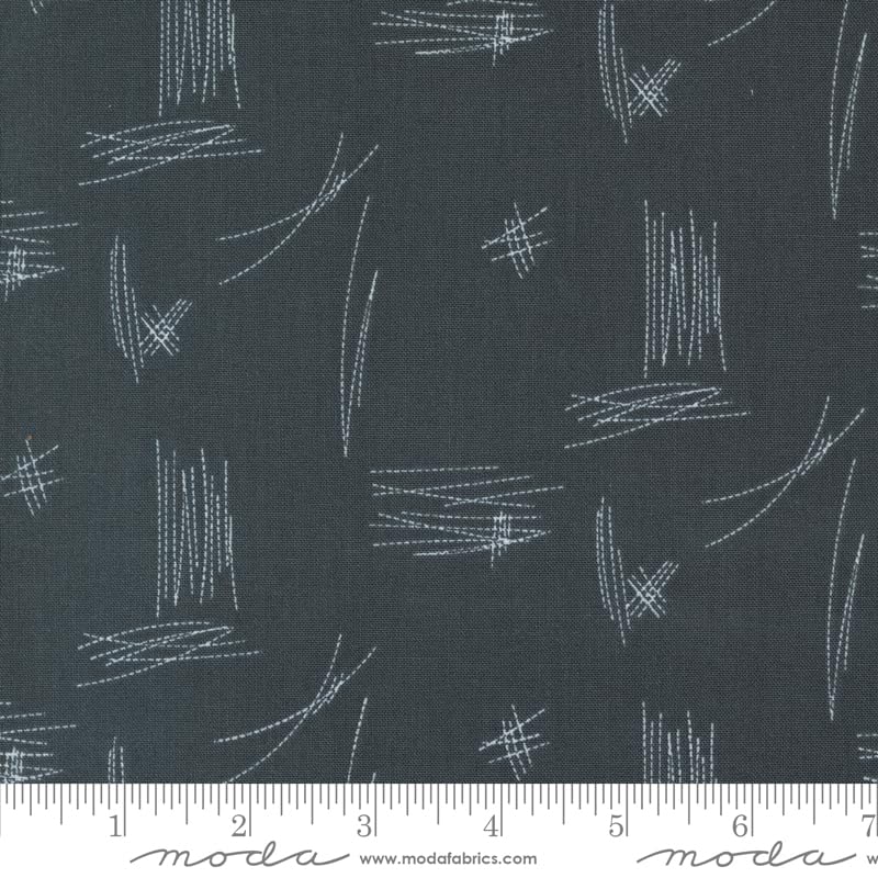 Moda Zen Chic Bluish Quilt Fabric Stitches Style 1822/18 Charcoal