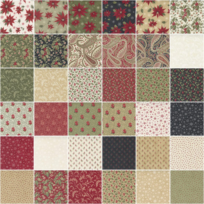 Moda Poinsettia Plaza Layer Cake 42 Precut 10" Quilt Fabric Squares