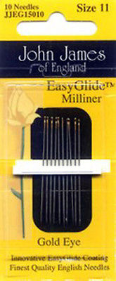 John James Easy Glide Gold Eye Milliners Needles Package of 10