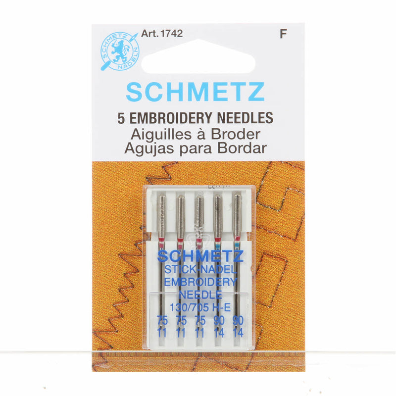 Schmetz Embroidery Sewing Machine Needles System 130/705 Package of 5