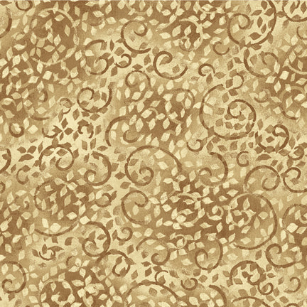 South Sea Complements Leafy Scroll Quilt Fabric Style 26035/252 Beach Sand