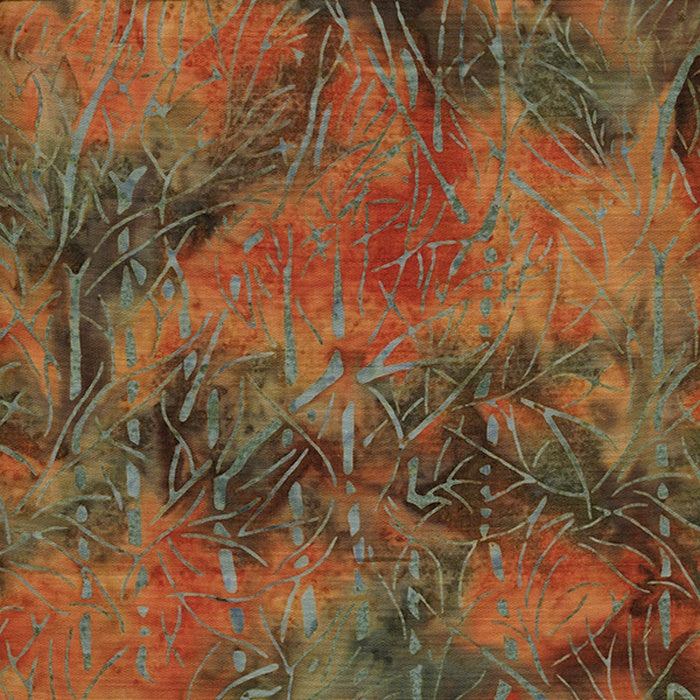 Island Batik Crystal Cove Batik Quilt Fabric Style 12150/9091 Orange Red Multi