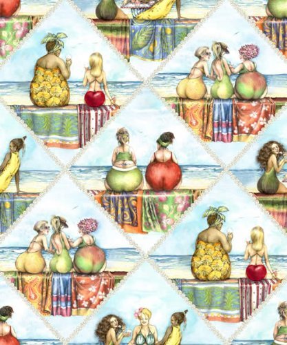 Elizabeth Studios Fruit Ladies Diamond Patchwork Quilt Fabric