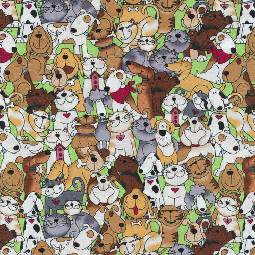 Love is a 4-Legged Word Cats & Dogs Quilt Fabric