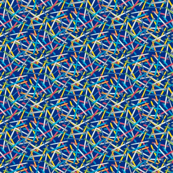 Tool Time Quilt Fabric Tossed Nails Style 8965/77 Blue Multi