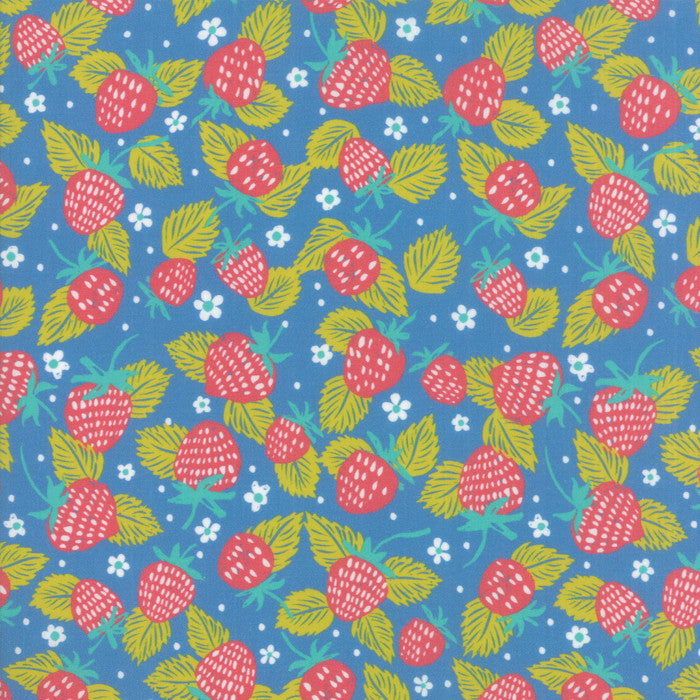 Growing Beautiful Moda Cotton Quilt Fabric Strawberries Blue Style 11832/16