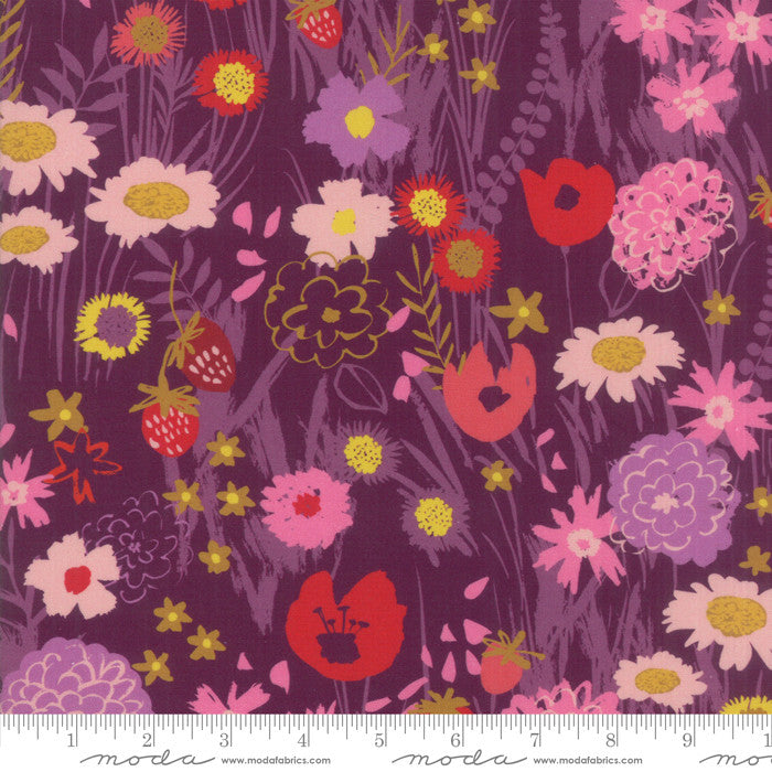 Growing Beautiful Moda Cotton Quilt Fabric Wildflowers Plum Style 11830/15