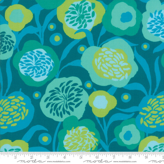 Growing Beautiful Moda Cotton Quilt Fabric Peonies Teal Style 11831/11