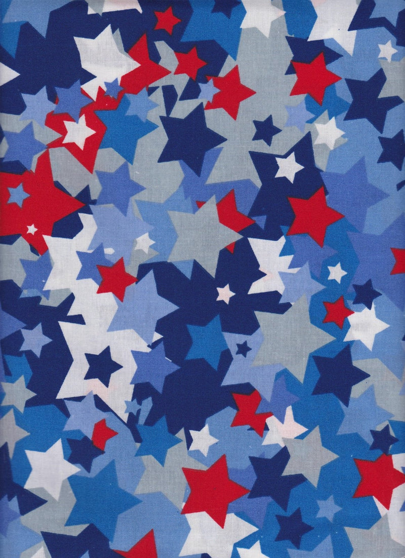 Made in the USA RWB Quilt Fabric Packed Stars Style 49537