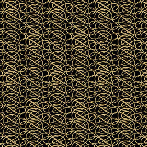 Yuletide Botanica Quilt Fabric Metallic Scroll Style 1070-99 Black