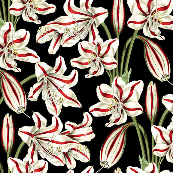 Yuletide Botanica Quilt Fabric Red White Holiday Amaryllis Style 1067-99