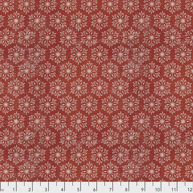 Tim Holtz Yuletide Quilt Fabric Snowflakes Style PWTH119 Red