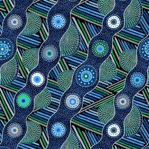 Blank Quilting Origins Wavy Bias Stripe Quilt Fabric Style 1209-77 Blue