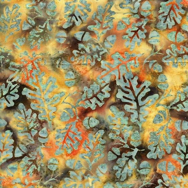 Island Batik Pumpkin Patch Acorn Batik Quilt Fabric Style 121719845 Dusk