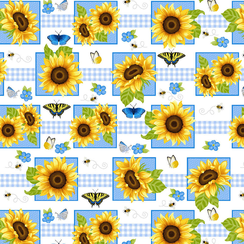 Sunny Sunflowers Quilt Fabric Sunflower Squares Style 5571/17 Multi