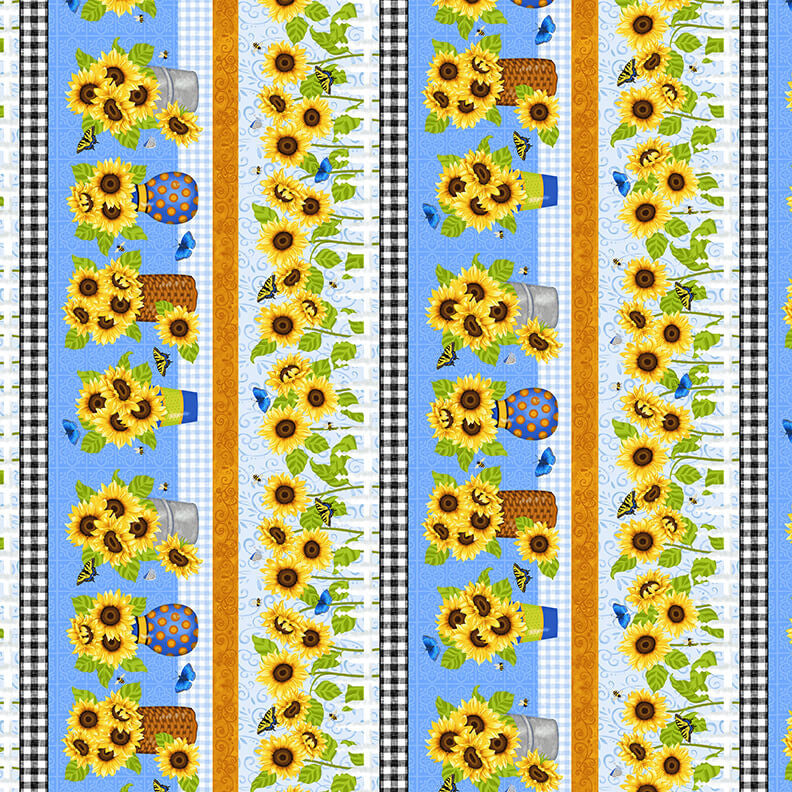 Sunny Sunflowers Quilt Fabric Border Stripe Style 5577/74 Multi