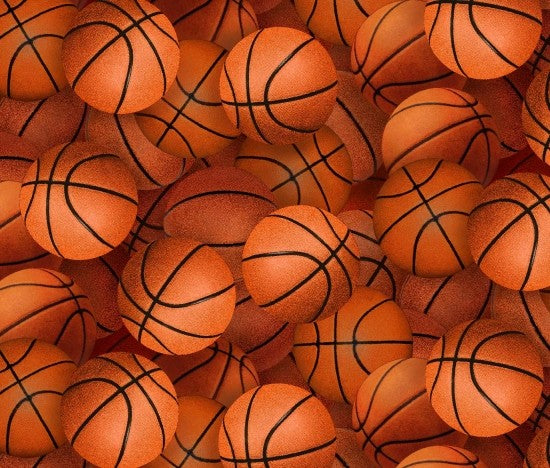 Elizabeth's Studio's Basketballs Quilt Fabric Orange Style 221