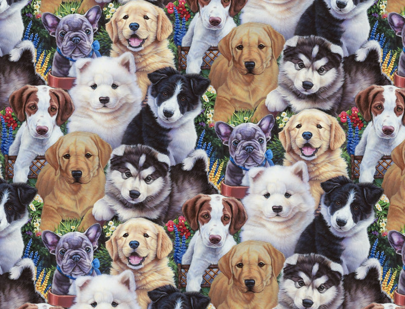 David Textiles Precious Puppies Style 3558-7C Multi