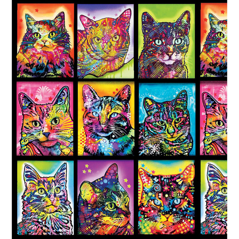 Sykel Crazy for Cats Quilt Fabric Kitty Block Style 10240 Multi