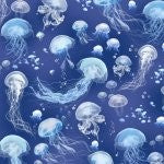 Timeless Treasures Jellyfish Quilt Fabric Blue Style C7981