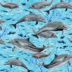 Timeless Treasures Swimming Dolphins Quilt Fabric Blue Style C7957