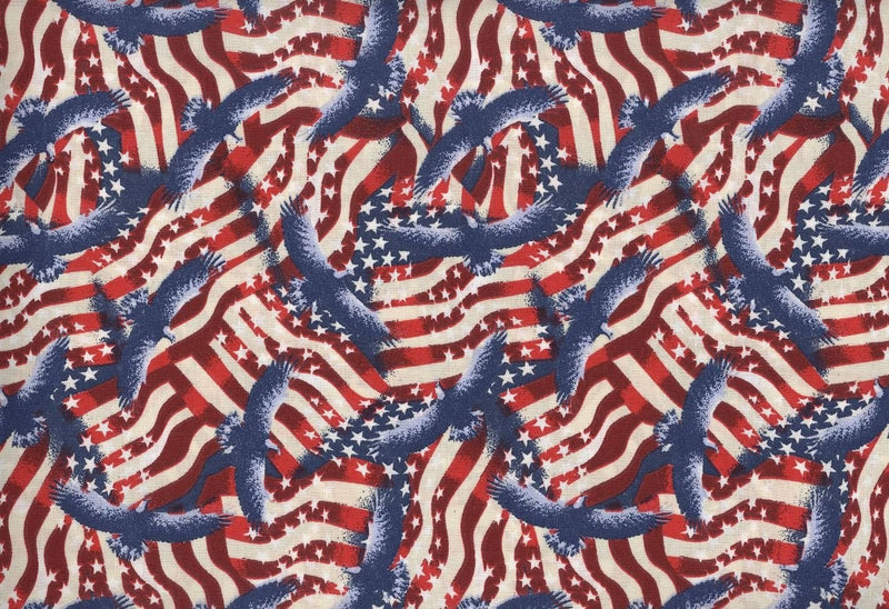 Made in the USA RWB Quilt Fabric Eagles Style 48118