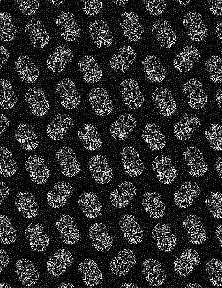 Timeless Treasures Inked Quilt Fabric Stamped Double Dots Style C8731B Black