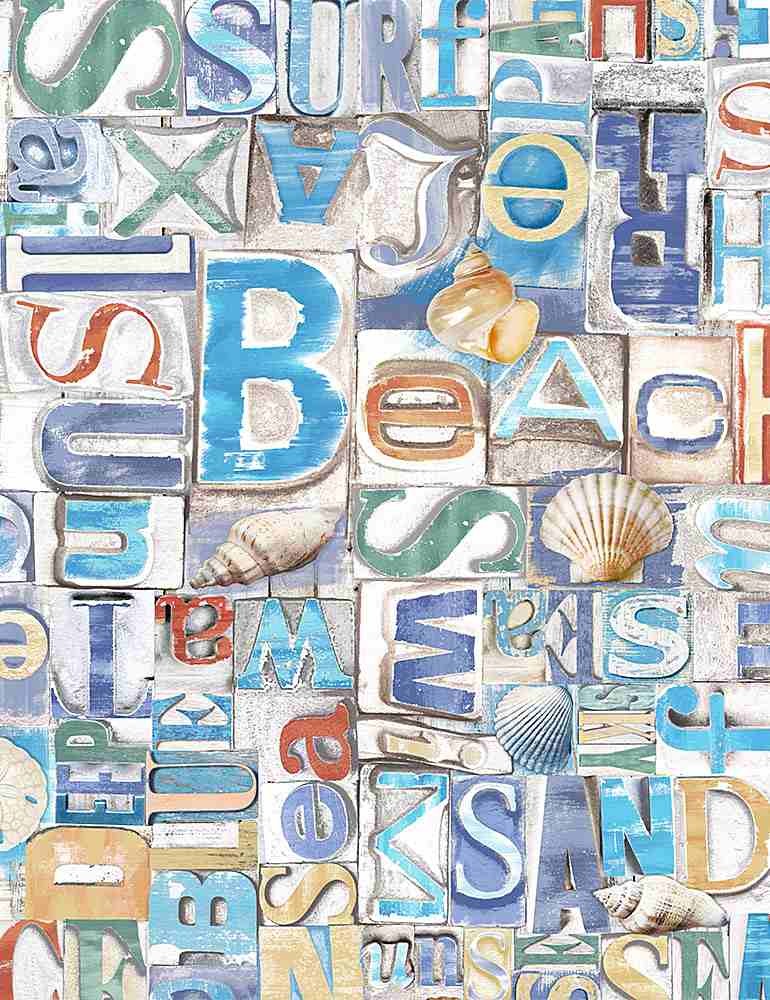 Timeless Treasures Beachy Words on Wood Quilt Fabric Multi Style C8459