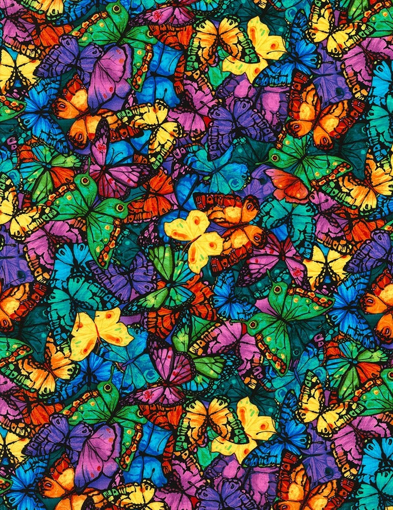 Timeless Treasures Packed Butterflies Quilt Fabric Style C6324 Bright
