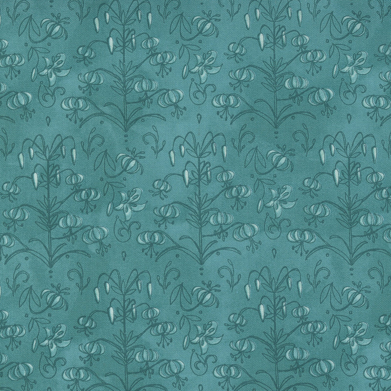 Robin Pickens Carolina Lilies Quilt Fabric Floral Vines Style 48704/20 Teal