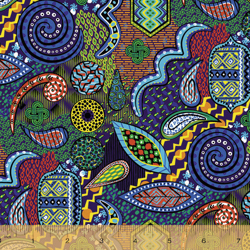 Whistler Studios Savanna Sunrise Celebration Quilt Fabric Style 52986/4 Blue