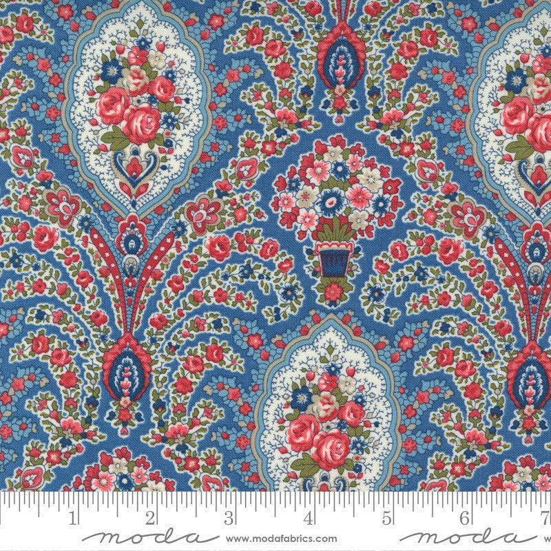 Minick & Simpson Newport Paisley Bouquets Quilt Fabric Style 14930/15 Medium Blue