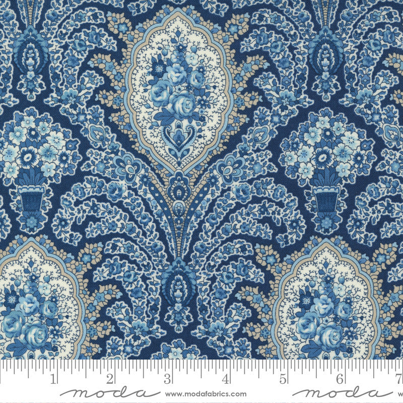 Minick Simpson Newport Paisley Bouquets Quilt Fabric Style 14930/21 Indigo Blue