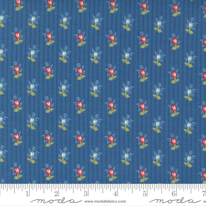 Minick & Simpson Newport Rosebud Stripe Quilt Fabric Style 14931/15 Medium Blue