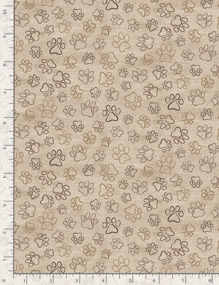 Timeless Treasures Quilt Fabric Paw Prints Style C8553 Natural Tan
