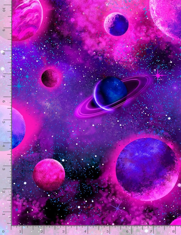 Timeless Treasures Quilt Fabric Cosmic Planets Style CD8905 Pink Purple