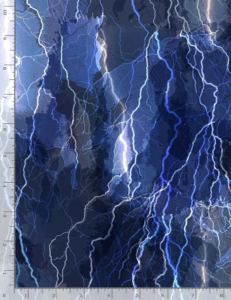 Timeless Treasures Quilt Fabric Crackling Lightning Bolts Style C8410 Blue