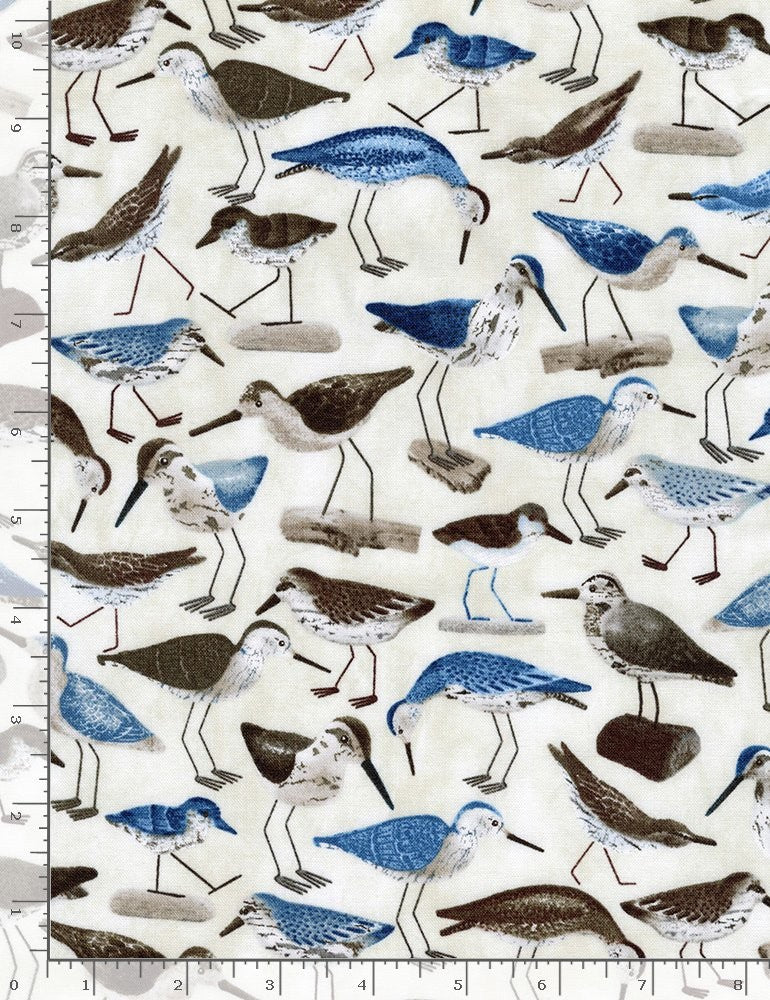 Timeless Treasures Quilt Fabric Water Shore Birds Style C8290 Natural