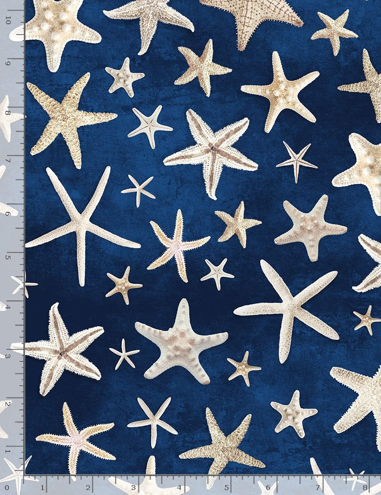 Timeless Treasures Quilt Fabric Beach Dreams Starfish Style C1238 Navy