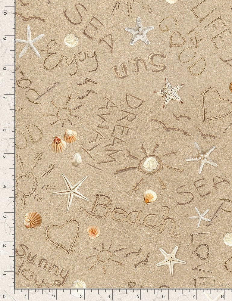 Timeless Treasures Quilt Fabric Writing on Sand Style C1234 Sand