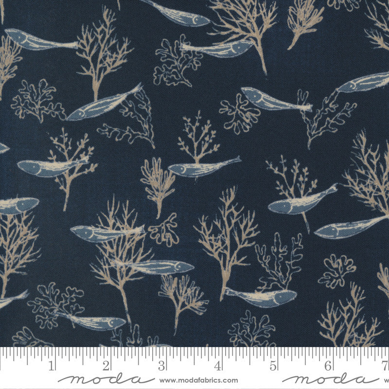 Janet Clare To the Sea Quilt Fabric Shoal Style 16932/12 Dark Ocean